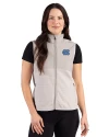North Carolina Tar Heels Cutter & Buck Hunts Point Recycled Fleece Womens Hybrid Full Zip Vest Polished Medium Gray Front Thumbnail Image