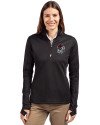 Georgia Bulldogs Cutter & Buck Traverse Stretch Eco Quarter Zip Womens Pullover Black Front Thumbnail Image