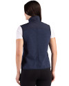 Pepperdine Waves Cutter & Buck Hunts Point Recycled Fleece Womens Hybrid Full Zip Vest Navy Blue Back Thumbnail Image