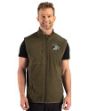 Army Black Knights Cutter & Buck Hunts Point Recycled Fleece Mens Hybrid Full Zip Vest Poplar Front Thumbnail Image