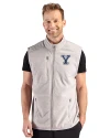 Yale Bulldogs Cutter & Buck Hunts Point Recycled Fleece Mens Hybrid Full Zip Vest Polished Medium Gray Front Thumbnail Image
