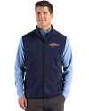 Pepperdine Waves Cutter & Buck Hunts Point Recycled Fleece Mens Hybrid Full Zip Vest Navy Blue Front Thumbnail Image