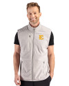 ETSU Buccaneers Cutter & Buck Hunts Point Recycled Fleece Mens Hybrid Full Zip Vest Polished Medium Gray Front Thumbnail Image