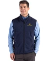 Notre Dame Fighting Irish Cutter & Buck Hunts Point Recycled Fleece Mens Hybrid Full Zip Vest Navy Blue Front Thumbnail Image
