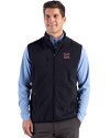 Miami University RedHawks - Cutter & Buck Hunts Point Recycled Fleece Mens Hybrid Full Zip Vest Black Front Thumbnail Image