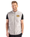 Tennessee Tech Golden Eagles Cutter & Buck Hunts Point Recycled Fleece Mens Hybrid Full Zip Vest Polished Medium Gray Front Thumbnail Image