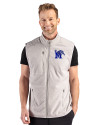 Memphis Tigers Cutter & Buck Hunts Point Recycled Fleece Mens Hybrid Full Zip Vest Polished Medium Gray Front Thumbnail Image