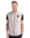 Texas A&M Aggies Cutter & Buck Hunts Point Recycled Fleece Mens Hybrid Full Zip Vest Polished Medium Gray Front Thumbnail Image