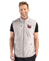 Lamar Cardinals Cutter & Buck Hunts Point Recycled Fleece Mens Hybrid Full Zip Vest Polished Medium Gray Front Thumbnail Image