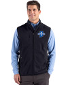 Indiana State Sycamores Cutter & Buck Hunts Point Recycled Fleece Mens Hybrid Full Zip Vest Black Front Thumbnail Image