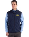 Drexel Dragons Cutter & Buck Hunts Point Recycled Fleece Mens Hybrid Full Zip Vest Navy Blue Front Thumbnail Image