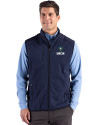 UNC Wilmington Seahawks - Cutter & Buck Hunts Point Recycled Fleece Mens Hybrid Full Zip Vest Navy Blue Front Thumbnail Image