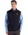 Oregon State Beavers Cutter & Buck Hunts Point Recycled Fleece Mens Hybrid Full Zip Vest Black Front Thumbnail Image