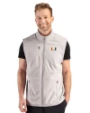 Miami Hurricanes Cutter & Buck Hunts Point Recycled Fleece Mens Hybrid Full Zip Vest Polished Medium Gray Front Thumbnail Image