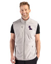 Ole Miss Rebels Cutter & Buck Hunts Point Recycled Fleece Mens Hybrid Full Zip Vest Polished Medium Gray Front Thumbnail Image
