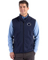 Penn State Nittany Lions Cutter & Buck Hunts Point Recycled Fleece Mens Hybrid Full Zip Vest Navy Blue Front Thumbnail Image