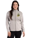 Oregon Ducks Cutter & Buck Hunts Point Recycled Fleece Womens Hybrid Full Zip Jacket Polished Medium Gray Front Thumbnail Image
