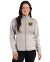 View image 5: Oakland Golden Grizzlies Cutter & Buck Hunts Point Recycled Fleece Womens Hybrid Full Zip Jacket Polished Medium Gray Front