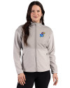 Kansas Jayhawks Cutter & Buck Hunts Point Recycled Fleece Womens Hybrid Full Zip Jacket Polished Medium Gray Front Thumbnail Image