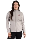Alabama Crimson Tide Cutter & Buck Hunts Point Recycled Fleece Womens Hybrid Full Zip Jacket Polished Medium Gray Front Thumbnail Image