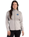 North Carolina Tar Heels Cutter & Buck Hunts Point Recycled Fleece Womens Hybrid Full Zip Jacket Polished Medium Gray Front Thumbnail Image