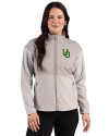 Oregon Ducks- Cutter & Buck Hunts Point Recycled Fleece Womens Hybrid Full Zip Jacket Polished Medium Gray Front Thumbnail Image