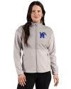Memphis Tigers Cutter & Buck Hunts Point Recycled Fleece Womens Hybrid Full Zip Jacket Polished Medium Gray Front Thumbnail Image