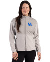 Kentucky Wildcats Cutter & Buck Hunts Point Recycled Fleece Womens Hybrid Full Zip Jacket Polished Medium Gray Front Thumbnail Image