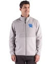 Kentucky Wildcats Cutter & Buck Hunts Point Recycled Fleece Mens Hybrid Full Zip Jacket
 Polished Medium Gray Front Thumbnail Image