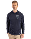 Howard Bison Cutter & Buck Prospect Recycled Featherlight Stretch Mens Big & Tall Hooded Pullover Navy Blue Front Thumbnail Image