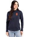 Syracuse Orange Cutter & Buck Prospect Recycled  Featherlight Stretch Womens Hooded Pullover Navy Blue Front Thumbnail Image