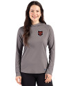 Arkansas State Red Wolves Cutter & Buck Prospect Recycled  Featherlight Stretch Womens Hooded Pullover Elemental Grey Front Thumbnail Image