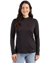 View image 1: Arkansas Razorbacks Cutter & Buck Prospect Recycled  Featherlight Stretch Womens Hooded Pullover Black Front