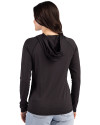 Oregon Ducks- Cutter & Buck Prospect Recycled  Featherlight Stretch Womens Hooded Pullover Black Back Thumbnail Image