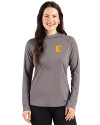 ETSU Buccaneers Cutter & Buck Prospect Recycled  Featherlight Stretch Womens Hooded Pullover Elemental Grey Front Thumbnail Image