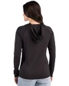 Montana Grizzlies Cutter & Buck Prospect Recycled  Featherlight Stretch Womens Hooded Pullover Black Back Thumbnail Image