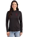 Indiana Hoosiers Cutter & Buck Prospect Recycled  Featherlight Stretch Womens Hooded Pullover Black Front Thumbnail Image