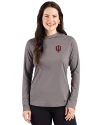 Indiana Hoosiers Cutter & Buck Prospect Recycled  Featherlight Stretch Womens Hooded Pullover Elemental Grey Front Thumbnail Image