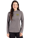 Quinnipiac Bobcats Cutter & Buck Prospect Recycled  Featherlight Stretch Womens Hooded Pullover Elemental Grey Front Thumbnail Image
