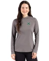 Hawaii Warriors Cutter & Buck Prospect Recycled  Featherlight Stretch Womens Hooded Pullover Elemental Grey Front Thumbnail Image