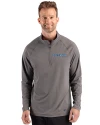 Spelman College Jaguars Cutter & Buck Prospect Recycled Featherlight Stretch Mens Big & Tall Quarter Zip Elemental Grey Front Thumbnail Image