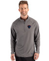 DePaul Blue Demons Cutter & Buck Prospect Recycled Featherlight Stretch Mens Big & Tall Quarter Zip Elemental Grey Front Thumbnail Image