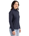 North Carolina Tar Heels Cutter & Buck Prospect Recycled Featherlight Stretch Womens Quarter Zip Navy Blue Side Thumbnail Image