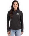 Georgia Southern Eagles Cutter & Buck Prospect Recycled Featherlight Stretch Womens Quarter Zip Black Front Thumbnail Image