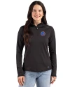 Boise State Broncos Cutter & Buck Prospect Recycled Featherlight Stretch Womens Quarter Zip Black Front Thumbnail Image