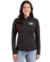 North Dakota Cutter & Buck Prospect Recycled Featherlight Stretch Womens Quarter Zip Black Front Thumbnail Image