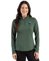 Tulane Green Wave Cutter & Buck Prospect Recycled Featherlight Stretch Womens Quarter Zip Hunter Green Front Thumbnail Image