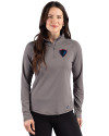 DePaul Blue Demons Cutter & Buck Prospect Recycled Featherlight Stretch Womens Quarter Zip Elemental Grey Front Thumbnail Image
