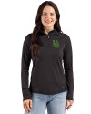 Oregon Ducks- Cutter & Buck Prospect Recycled Featherlight Stretch Womens Quarter Zip Black Front Thumbnail Image
