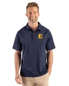 View image 4: ETSU Buccaneers Cutter & Buck Prospect Recycled Featherlight Stretch Mens Sport Polo Navy Blue Front